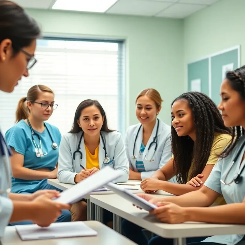 Diverse students in a nursing classroom at Newberry College